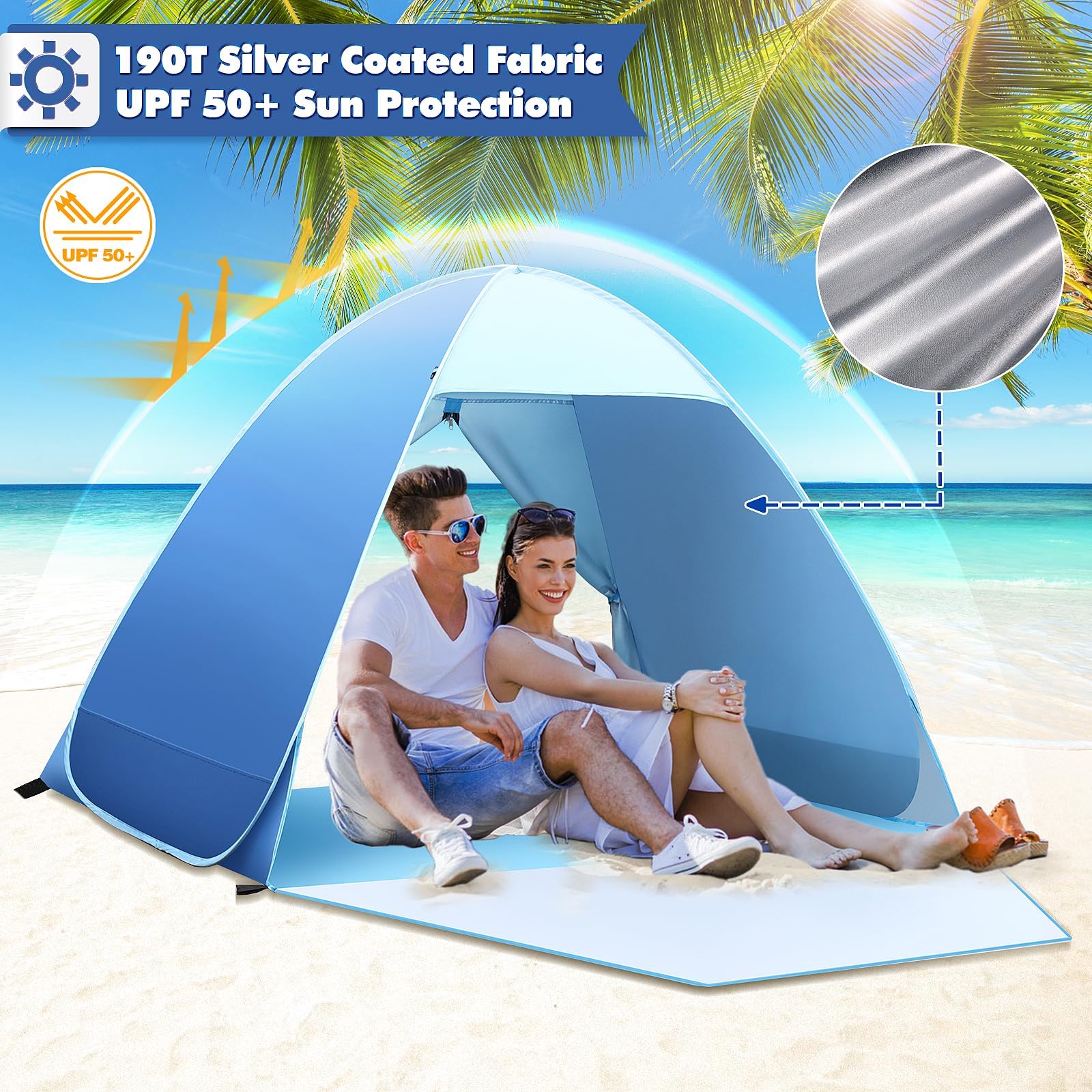 Tenda da Spiaggia Pop-up Portatile UV 50+ per 1-2 Persone, Tenda Mare Spiaggia Portatile Leggera e Compatta per Mare, Giardino, Viaggi Verde