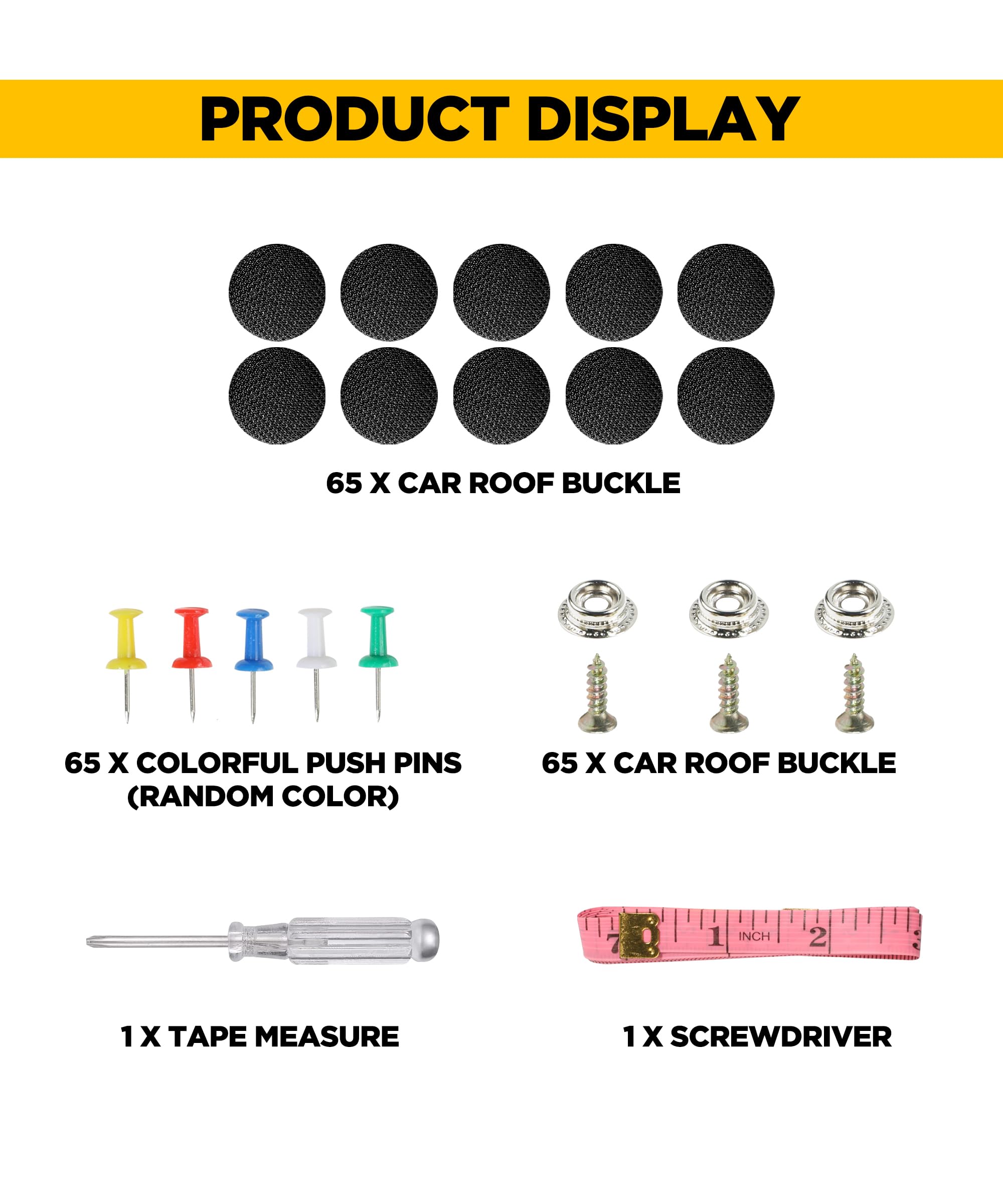 Kit Riparazione Cielo Auto 65PCS Fai Da Te Puntine Rivetti Nero