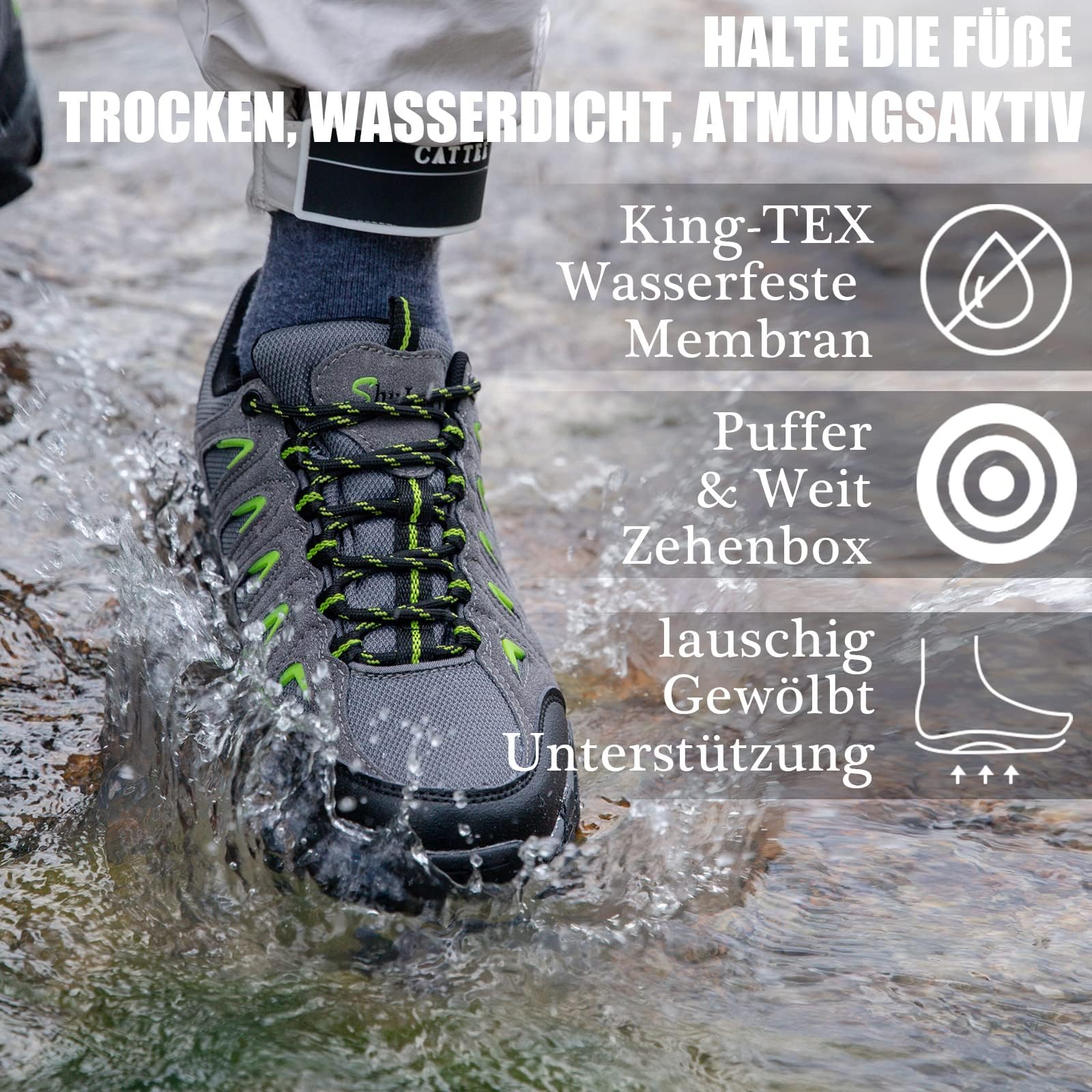 SHULOOK Wanderschuhe Herren Wasserdicht Leichte Outdoor Trekkingschuhe Knöchel Bergschuhe rutschfeste Schuhe Herren Sneaker Ultralight Sportschuhe für Camping, Wandern