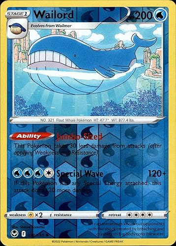 Pokemon - Wailord 038195 - Tempestad plateada - Tarjeta Holo Pokemon reversa - Lámina