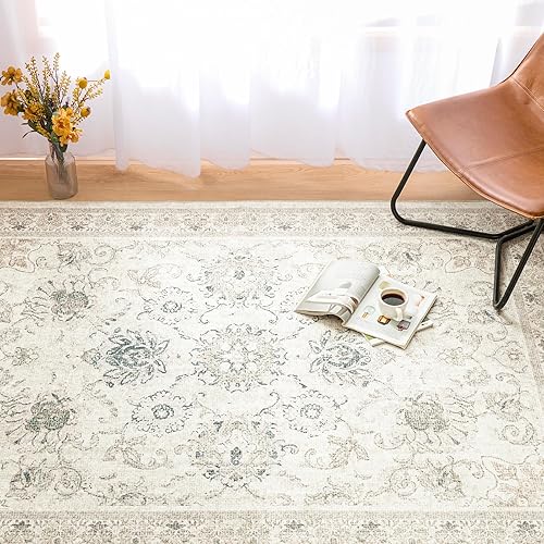 Miniatura 3 de Phantoscope Vintage Collection - Alfombra de área de 4 x 6 pies, alfombra lavable de estilo bohemio, antideslizante para sala de estar, dormitorio,