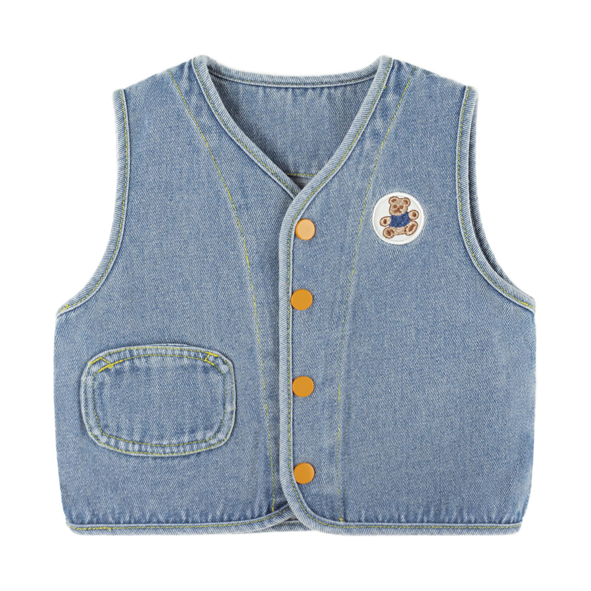 Neonato Bambino Denim Gilet Primavera Autunno Smanicato Giacca Ragazzi Ragazze Bottone Cappotto Top