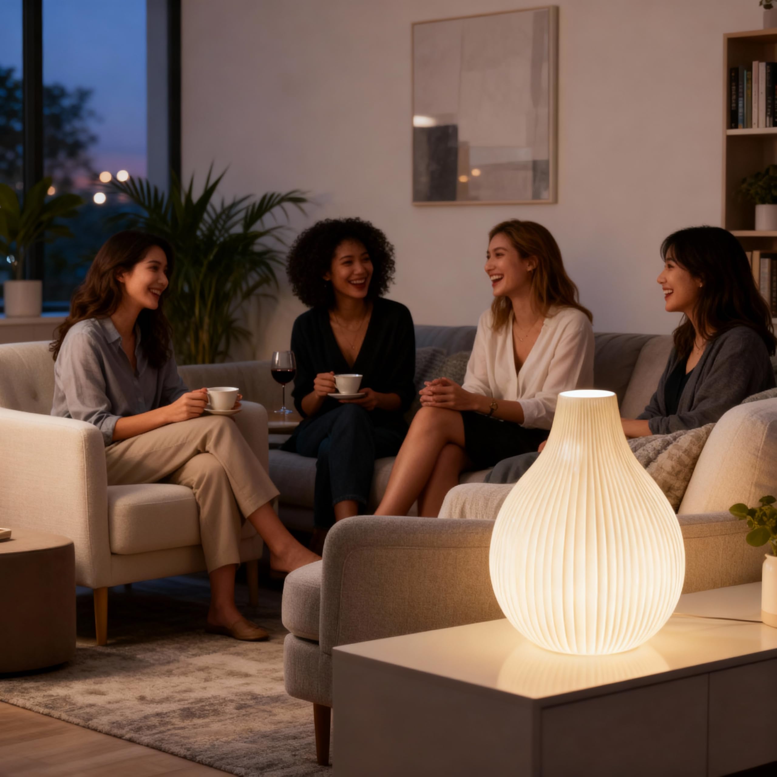 Keramik Tischlampe ink. 6 Watt LED Birne I Dekolampe I Nachttischlampe I Tischleuchte weiß I beleuchtete Deko (Tropfen)