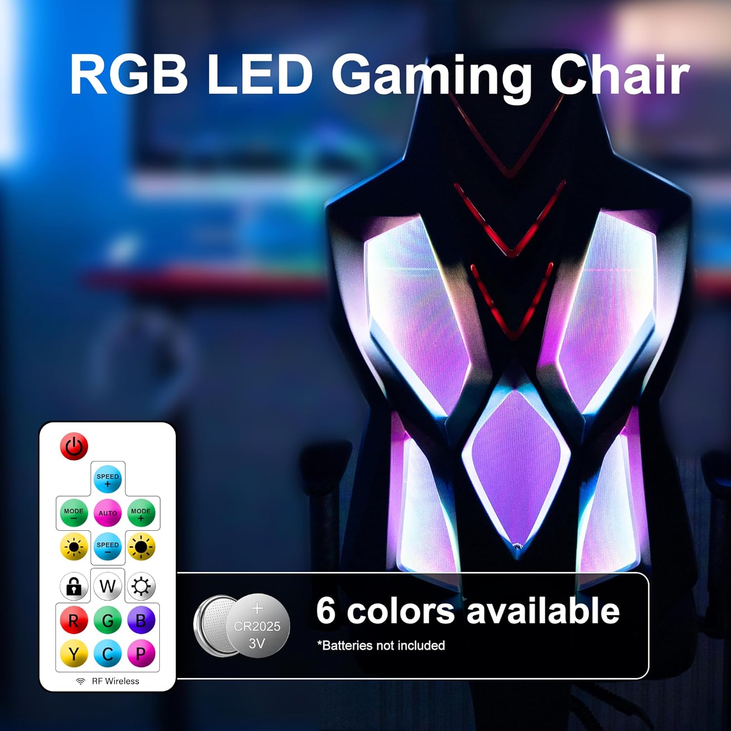 Frassie Gaming Chair with RGB LED Lights, Video Game Chair Ergonomic Computer Gamer Chair with Massage Lumbar Support (Red)