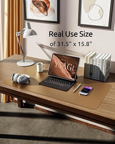 Miniatura 535 de YSAGi Protector de escritorio de cuero, tapete de oficina, alfombrilla grande para mouse, antideslizante, de piel sintética, almohadilla