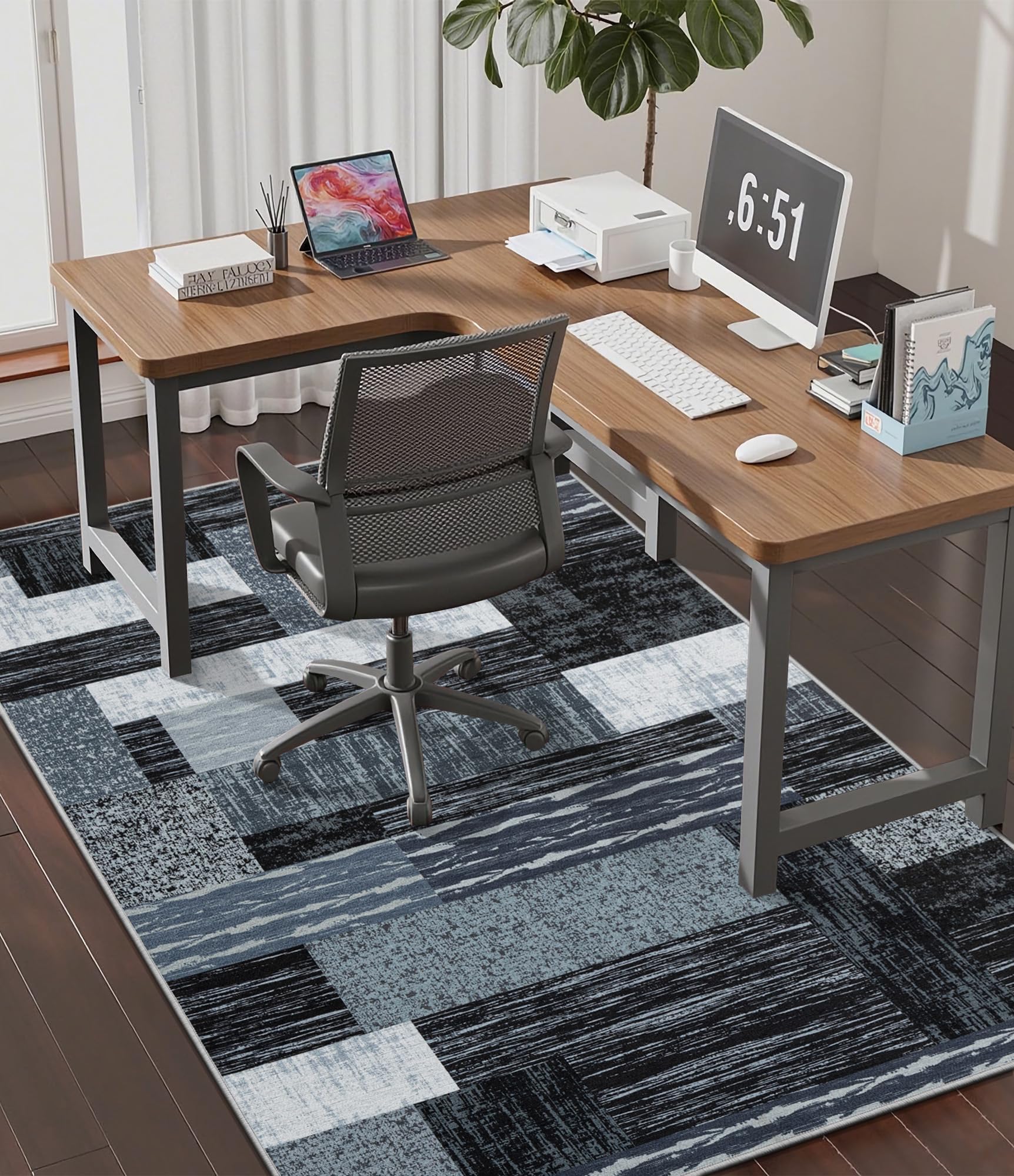 chakme Office Chair Mat for Hardwood Floor, 60"x45" Easy Glide Computer Desk Mat Protector for Rolling Chair Under Desk Rug Nonslip Backing, Machine Wash, (Jigsaw)