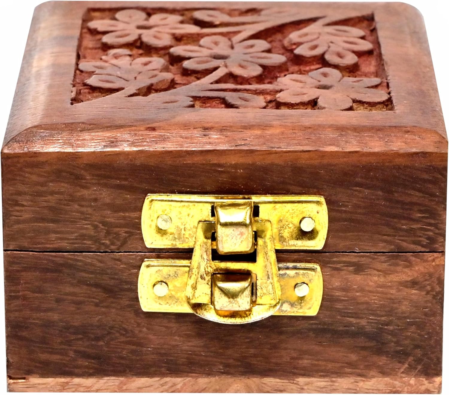 MPIRE Handicraft Wooden Mini Storage Box Small Size Organizer For Ear Rings, Rings and Nose Pins Storage Box Brown Gift Pouch Bag