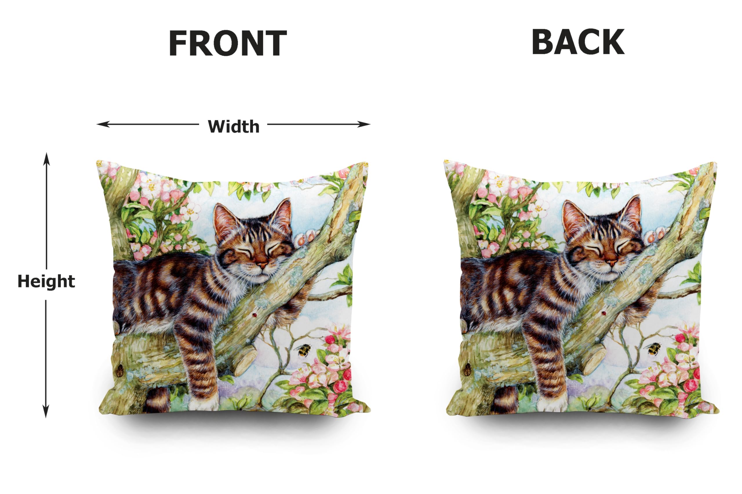 KUNQIAN Cat Cushion Cover Decorations Gift for Cat Lovers Pillow Cover Outdoor Tree Sleeping Decor Home Livingroom Couch Sofa 18"x18"(45x45cm) - Image 3