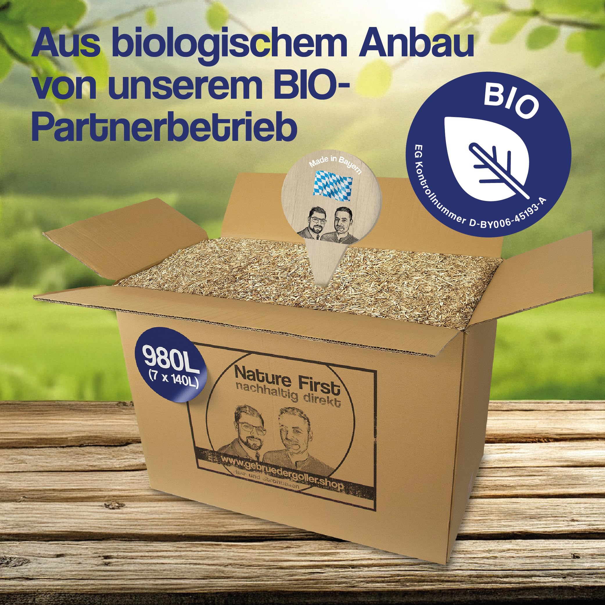 Bio Miscanthus Einstreu grob - Staubarm & Saugstark - Einstreu für Kleintiere wie Kaninchen, Meerschweinchen, Hamster - Kleintierstreu aus biologischem Anbau - 980L 100% Natur