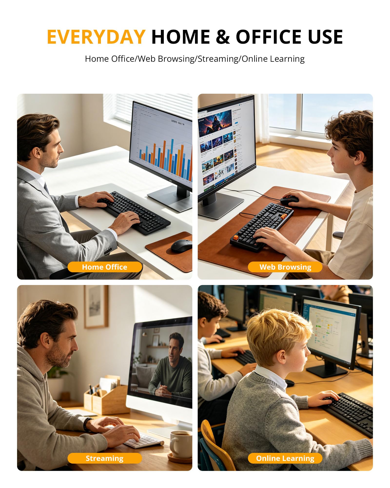 Glorlin Mini PC Ryzen 5 3501U – 8GB RAM, 256GB SSD, Micro PC Desktop mit Triple-4K, WiFi 6 & Bluetooth 5.3, kompakter Mini Computer für Home Office & Büro