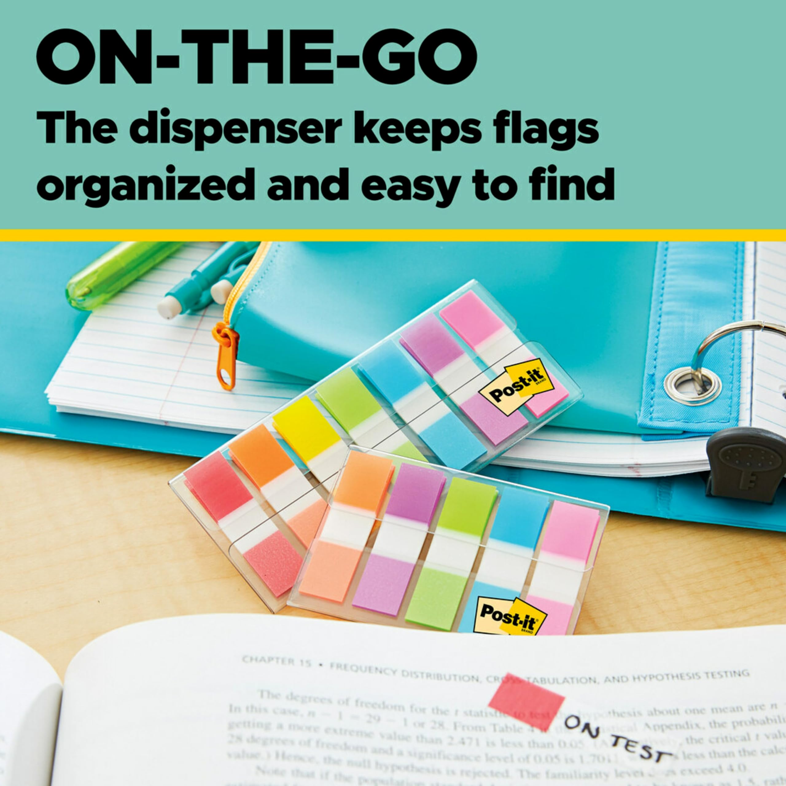 Post-it 1/2" Wide Flags in On-the-Go Dispenser - 190 Assorted Color Flags for Page Marking and Highlighting - Portable and Easy to Use - Image 5