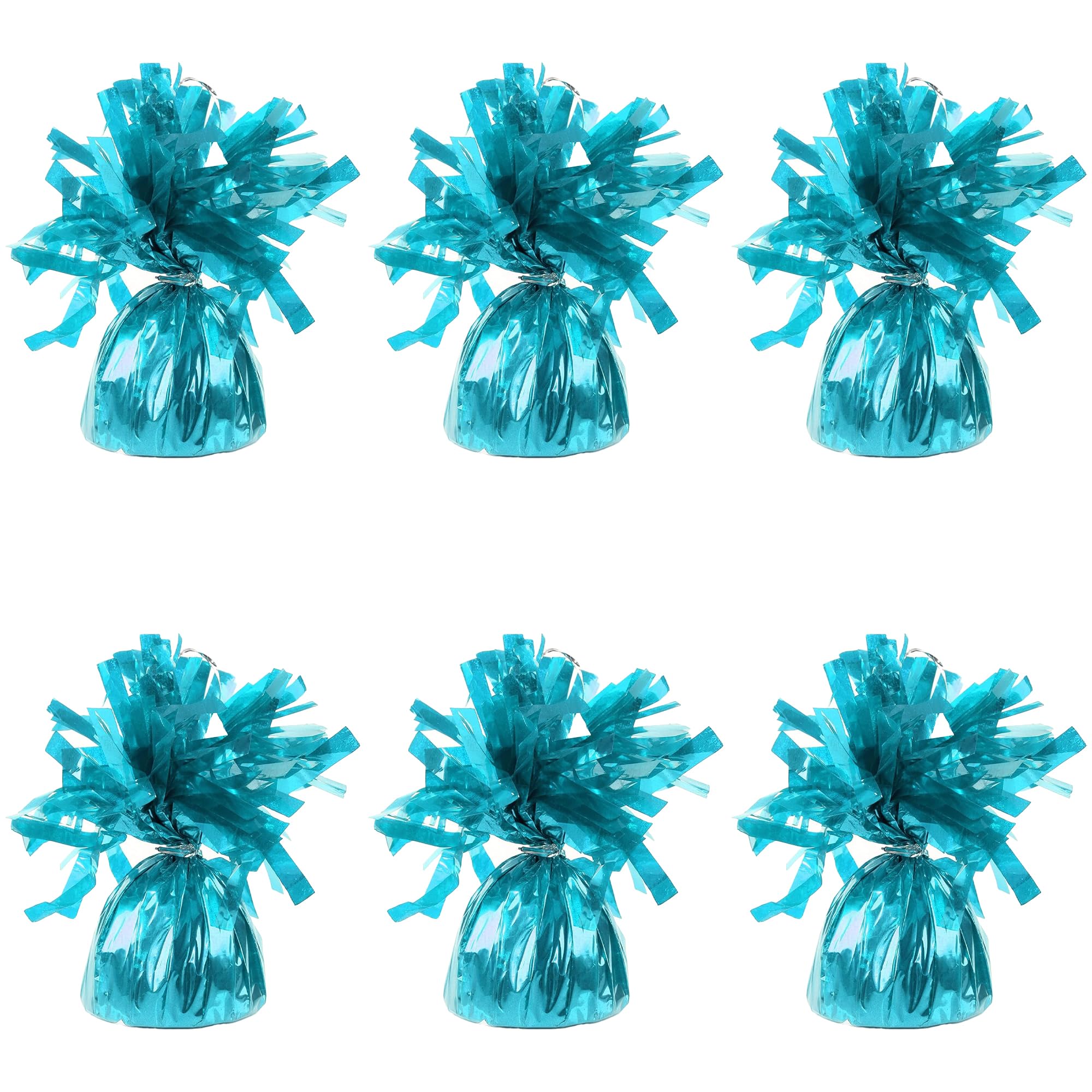 Foil Balloon Weights for Helium Balloons in Blue Foil - 6x 160g Heavy Balloon Weights Birthday Party Wedding Celebration Décor with Tassles