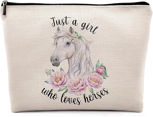Just A Girl Who Loves Horses - Bolsa de maquillaje floral para caballos, Color-1