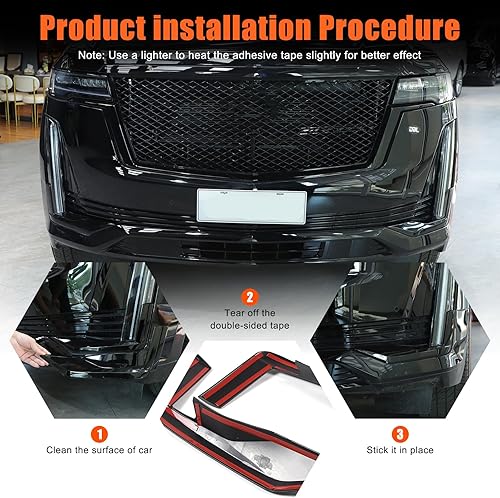Miniatura 3 de Cubierta de esquina inferior para parachoques delantero compatible con Cadillac Escalade 2021 2022 2023, accesorio de moldura de rejilla lateral