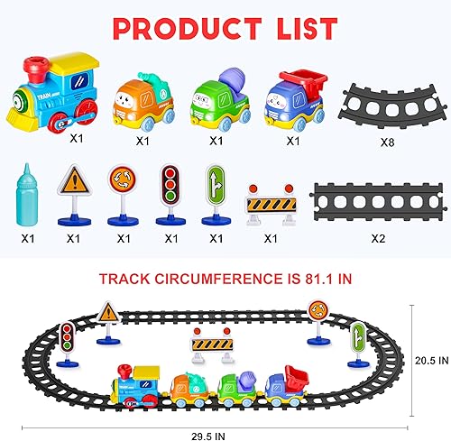 Miniatura 5 de Juego de tren de pista de vapor para niños pequeños, juguetes de tren de conexión magnética con luces y sonidos, tren eléctrico de dibujos animados,