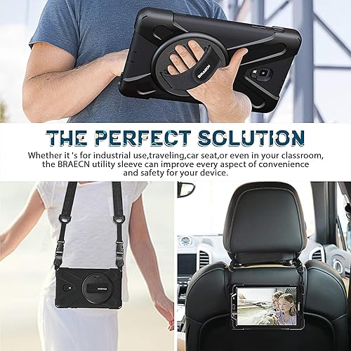 Miniatura 7 de Galaxy tab A 80 2017 estuche SM-T380  T385 BRAECN tres capa resistente de parachoques duro de silicona suave con 360 grados pie de apoyo giratorio