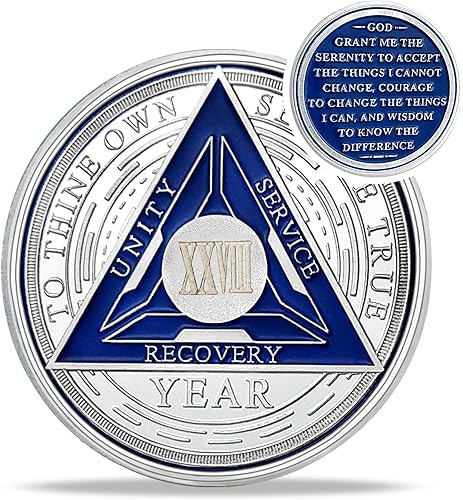 Miniatura 157 de Moneda de sobriedad de triángulo de recuperación de 2 años – Monedas de plata con número romano NA AA – 1-40 fichas y medallones NA/HA/AA Prime – 02