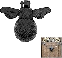 SaKeGa Mystic Colonial Bumblebee Cast Iron Door Knocker - Vintage Heavy Duty Black Front Door Hardware with Mounting Screws