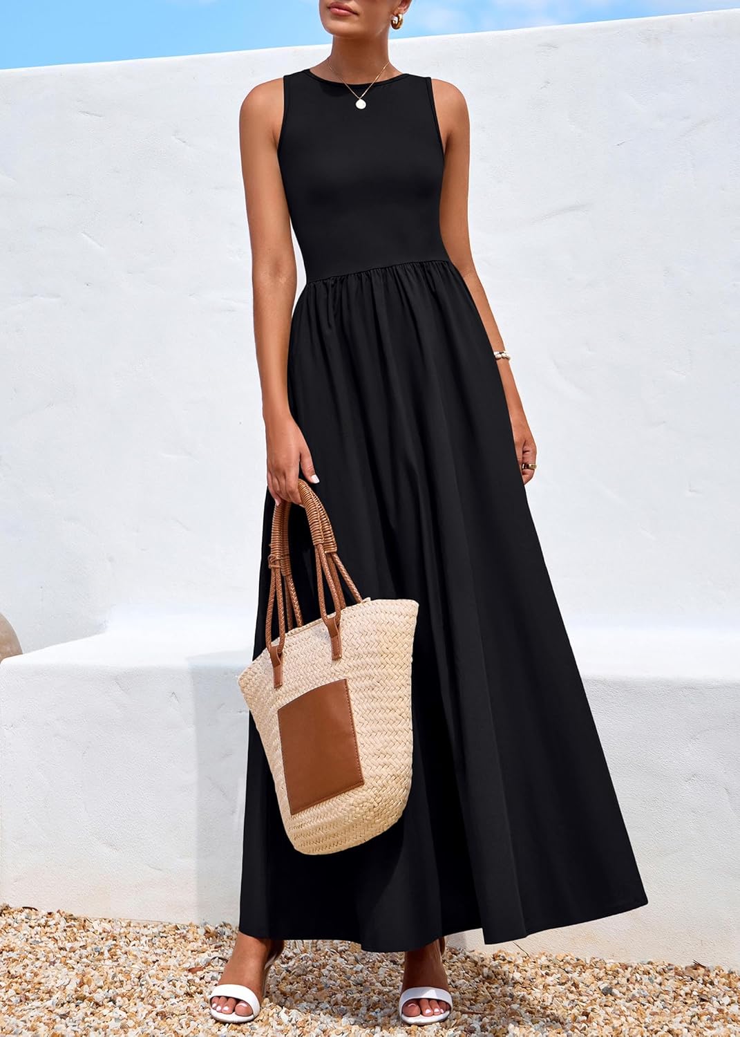 KIRUNDO Summe Sleeveless Maxi Dresses for Women 2026 Spring Wedding Guest A Line Tank Elegant Flowy Beach Long Sundress - Image 8