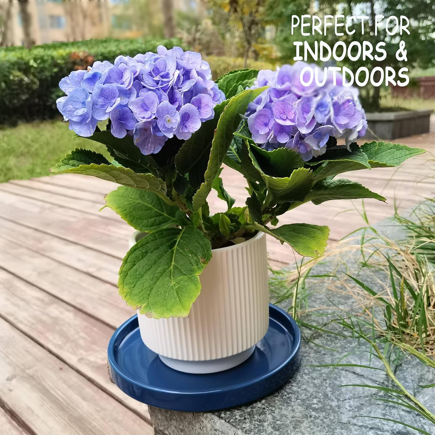 Ceramic Plant Saucer 7 Inch, 2 Pack Round Plant Trays for Indoors/Outdoors, Flower Pot Saucers for Holding Water Drips and Soil, Ceramic Drainage Tray for Plant Pot (Blue) - Image 2