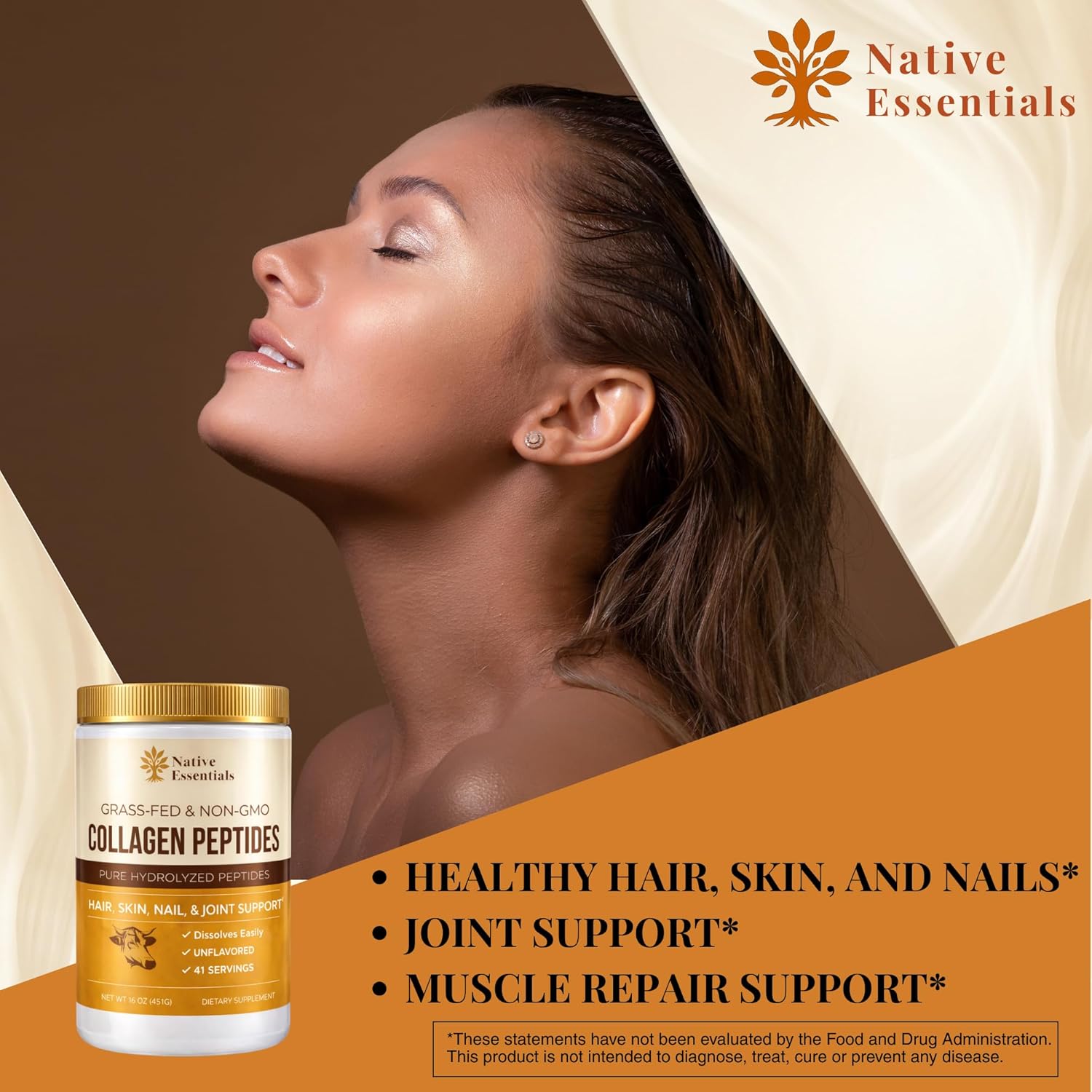Multi Collagen Peptides Powder Grass Fed - Hydrolyzed Type I III - Hair Skin Nails Joints - 16oz