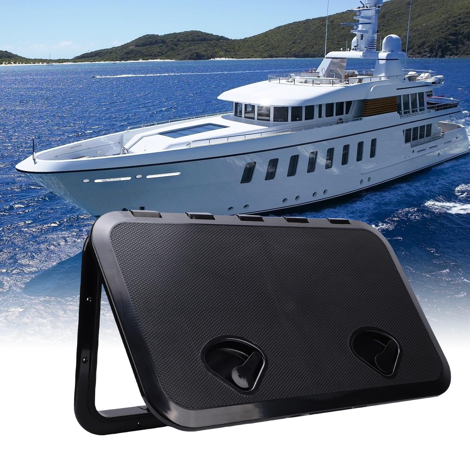 Akozon Bootsluke, Rechteckige Deckluke, 180°-Öffnungsdeckel, Marine-Zugang, Yachten, Wohnmobile