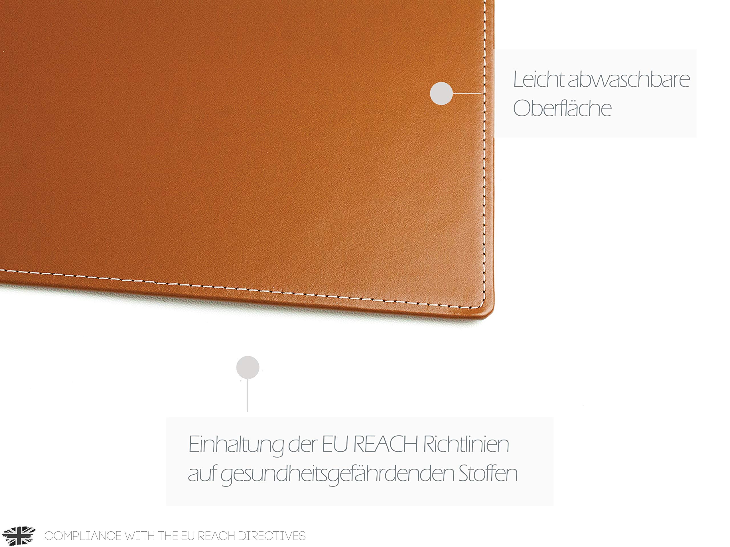 DELMON VARONE - Personalisierbare Schreibtischunterlage XXL Cambridge Top Grain Leder braun, Rutschfeste Echtleder Schreibunterlage abwaschbar, Schreibtisch Unterlage geeignet als Mauspad, 70 x 50 cm