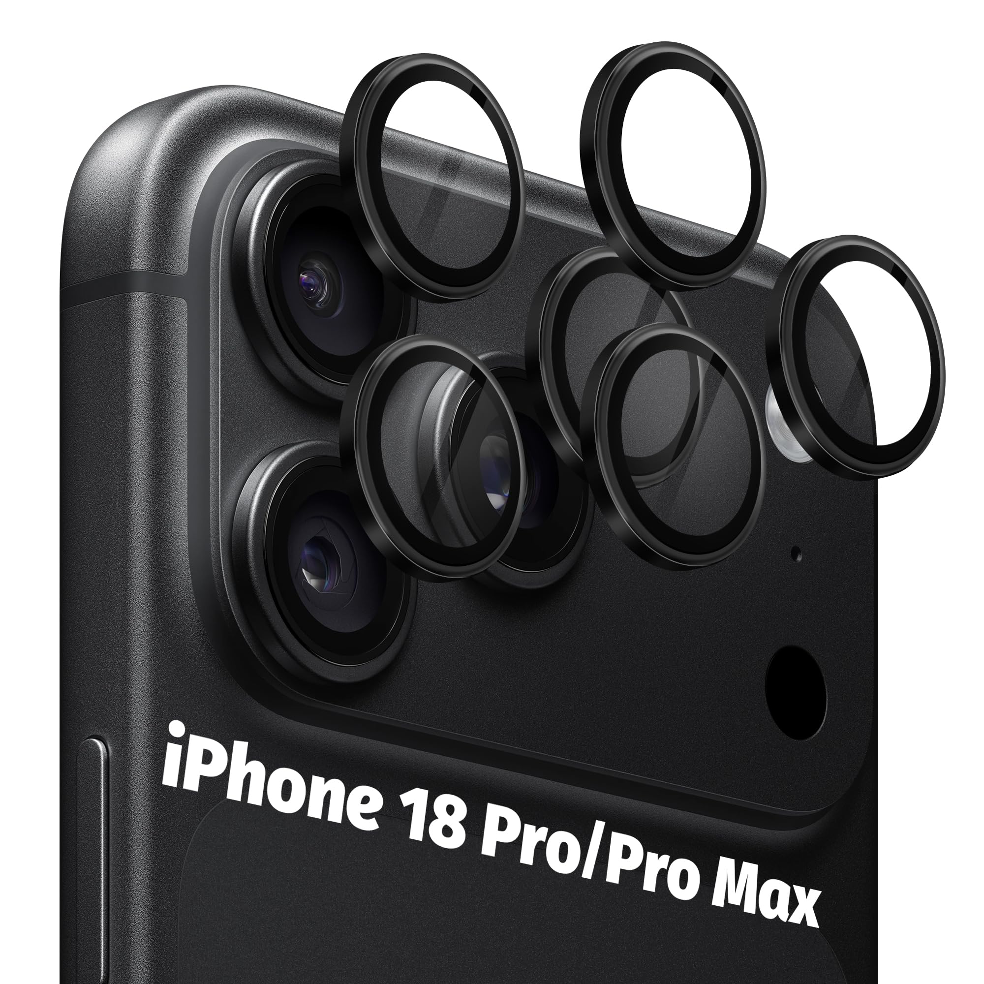 Orzero 9H Glass Camera Lens Protector for 18 Pro/18 Pro Max-Black, 6 Pack
