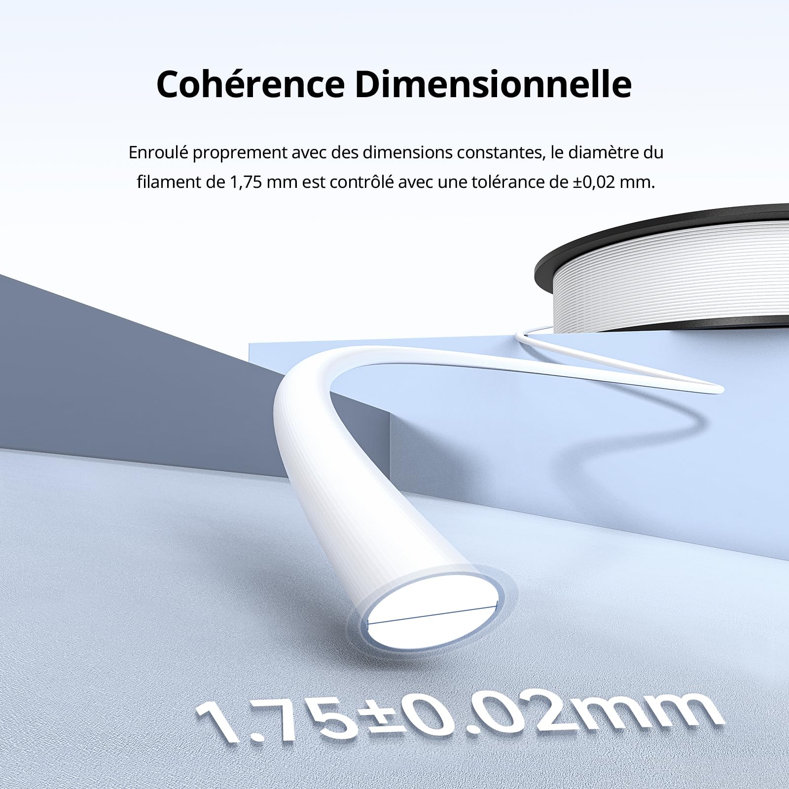 ANYCUBIC ASA Filament 1,75 mm pour Imprimante 3D FDM, Résistance aux Intempéries, Précision Dimensionnelle +/- 0.02 mm, 1kg, Noir