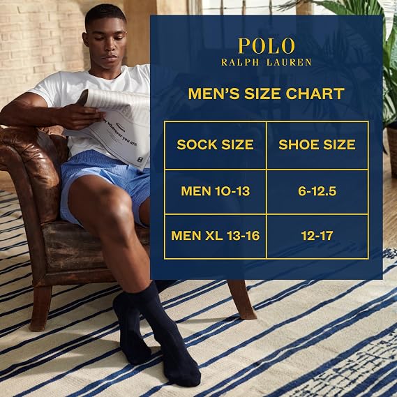 Polo Ralph Lauren Men's Super Soft Ribbed Dress Crew Socks (3-Pack)