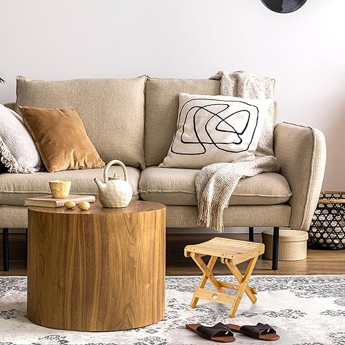 Miniatura 2 de Lawei Taburete plegable de bambú  Taburete de ducha de bambú de 12 pulgadas, sillas de asiento de baño para ducha, afeitado de piernas y reposapiés