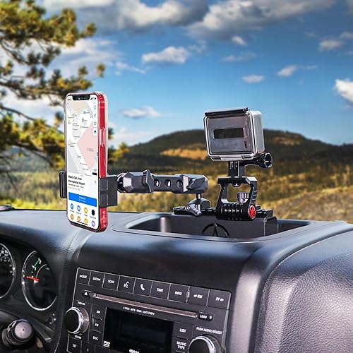 Miniatura 3 de sukemichi JK Soporte de teléfono para Jeep, soporte de teléfono para cámara para Jeep WranglerJK JKU 2007-2018 de 2 puertas y 4 puertas, riel