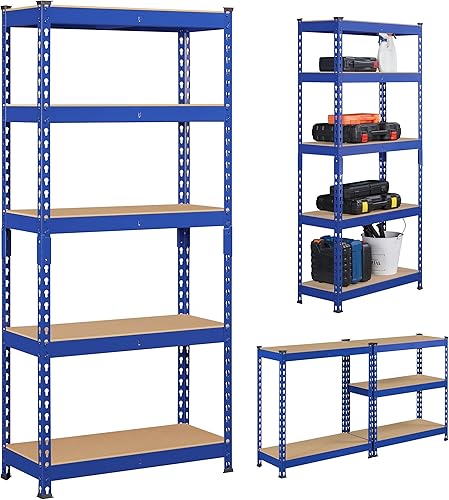 Miniatura 8 de Topeakmart Estantes de utilidad de 5 niveles estantes de almacenamiento de metal estantería de garaje estantes de almacenamiento ajustables para
