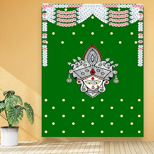 LoveNspire Decoración Durga Puja, Banner Durga Pooja, Fondo Durga Pooja, Fondo Navratri, Fondo Pooja, Telón de fondo de tela, Fondo Indio, Tela