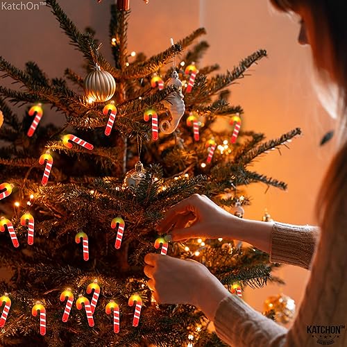 Miniatura 7 de KatchOn, Guirnalda de luces LED de bastón de caramelo, 10 pies, 20 luces LED de bastón de caramelo, luces de mantel de Navidad, luces de Navidad