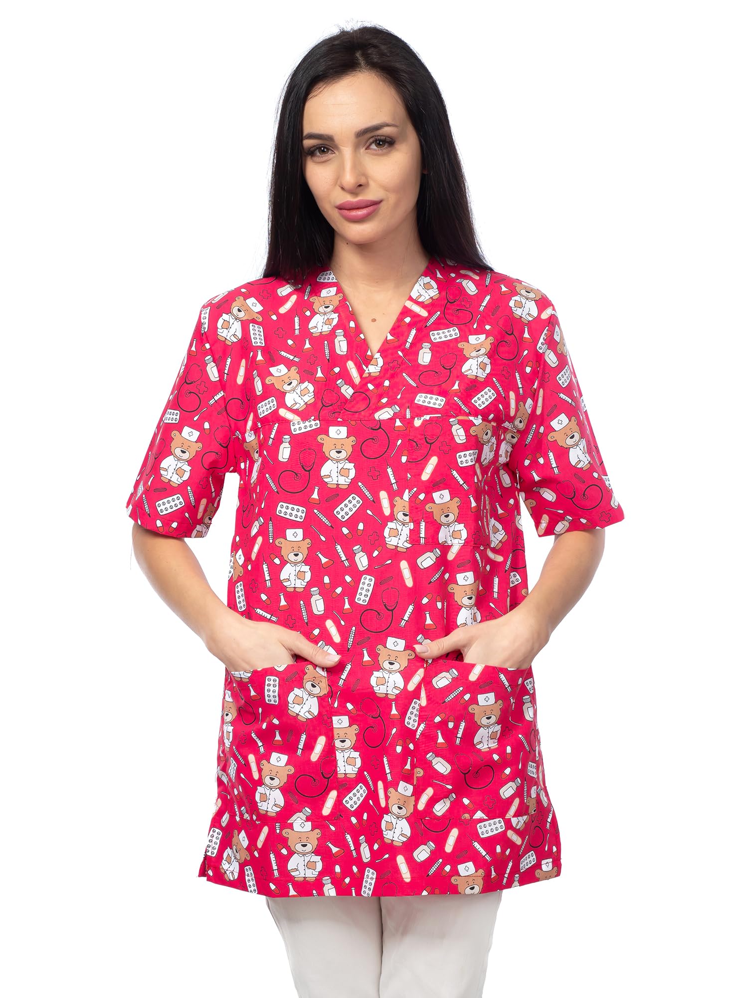 DINOZAVR Bruna Sanitario Camisa Médica con Cuello en V para Mujeres — view 22