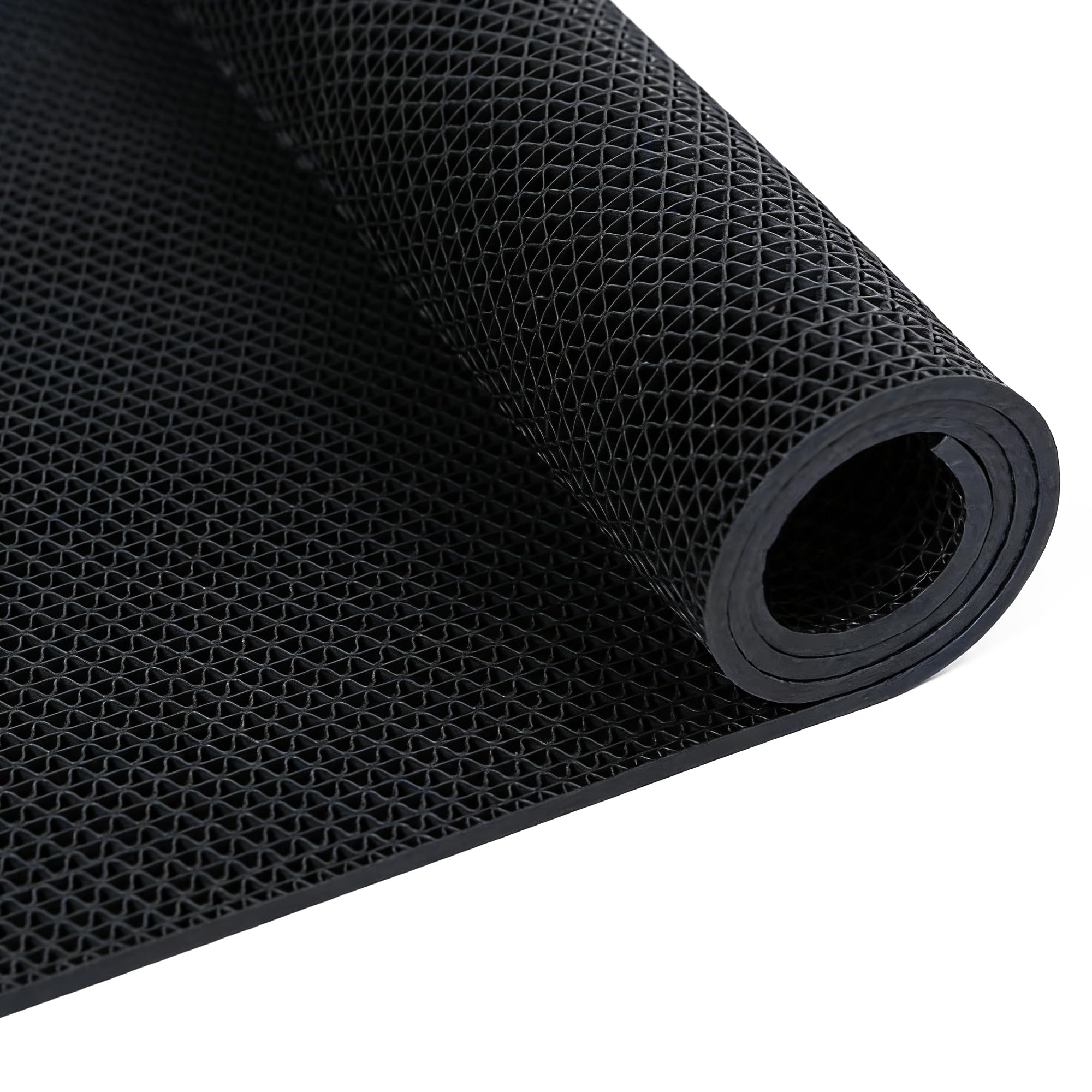 Tapis de sol antidérapant en PVC robuste avec trous de drainage pour zones humides ou glissantes, coussin d'intérieur et d'extérieur (noir, 0,9 x 5 m)