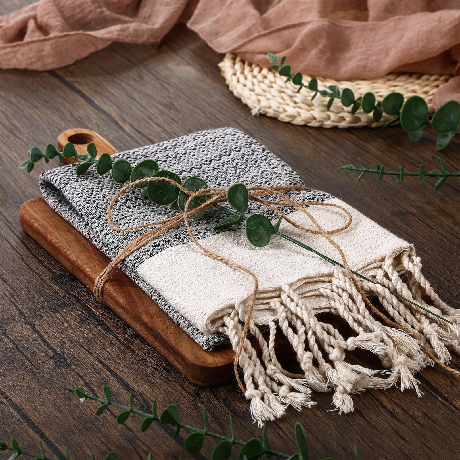 Hostess Gifts Set for Women Housewarming Gifts Include Cutting Board Cotton Turkish Hand Towel Eucalyptus Stem and Hemp Rope for Kitchen Wedding Party New Home Housewarming