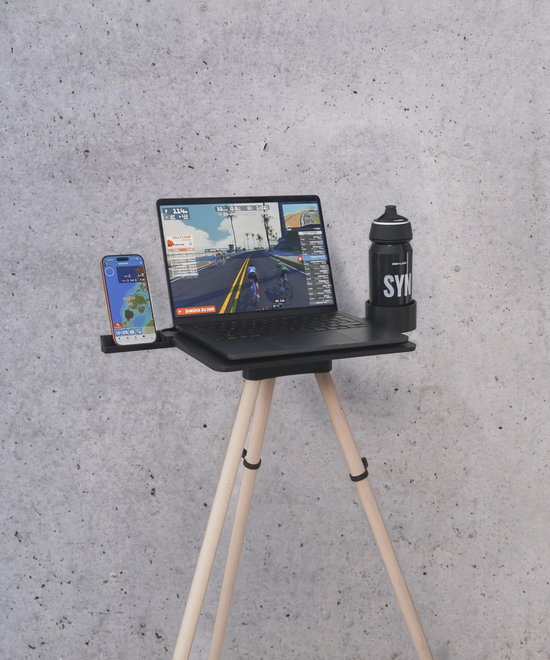 Generisch Bike Trainer Laptop & Tablet Stand inkl. Holzbeine, 3D-Druck Technologie, Perfekt für Zwift, Fahrradfan Geschenk