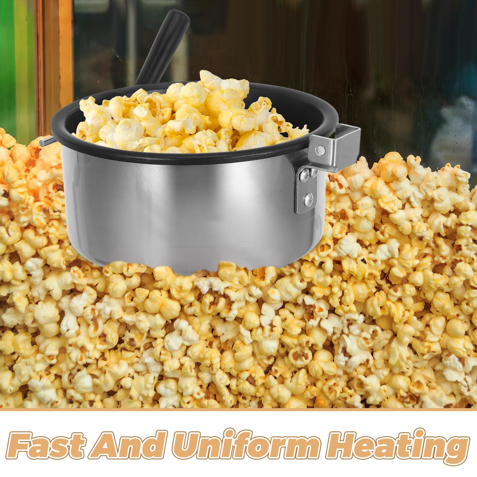 Pentola Sostitutiva per Macchina per Popcorn da 8 Oz in Acciaio Inossidabile Antiaderente Riscaldamento Uniforme, per Serate Cinema e Feste