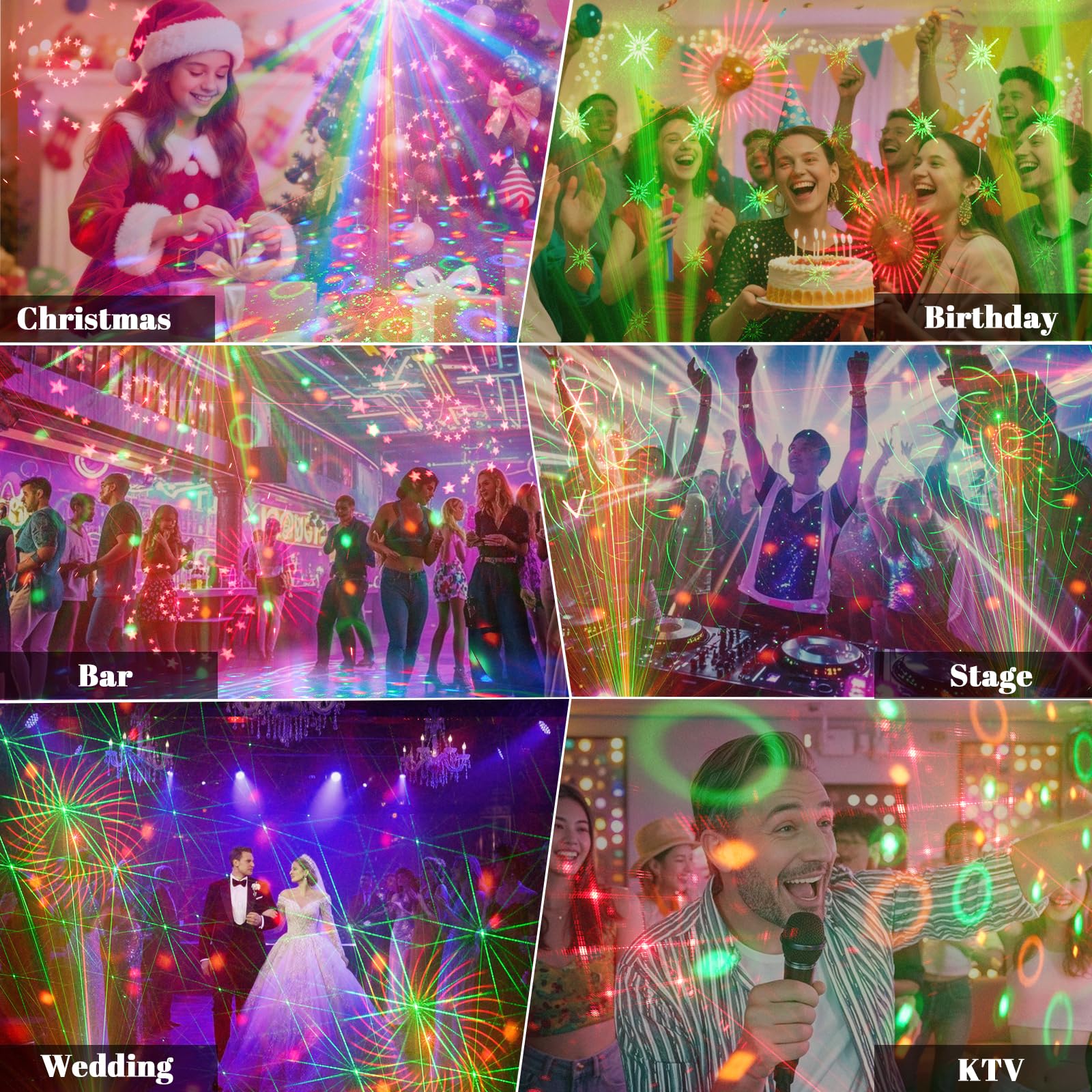 Luci da discoteca, luci stroboscopiche a LED RGB, per feste in casa, matrimoni, bar, DJ, karaoke, Halloween, Natale, regali di compleanno, 9 modalità attivate dal suono