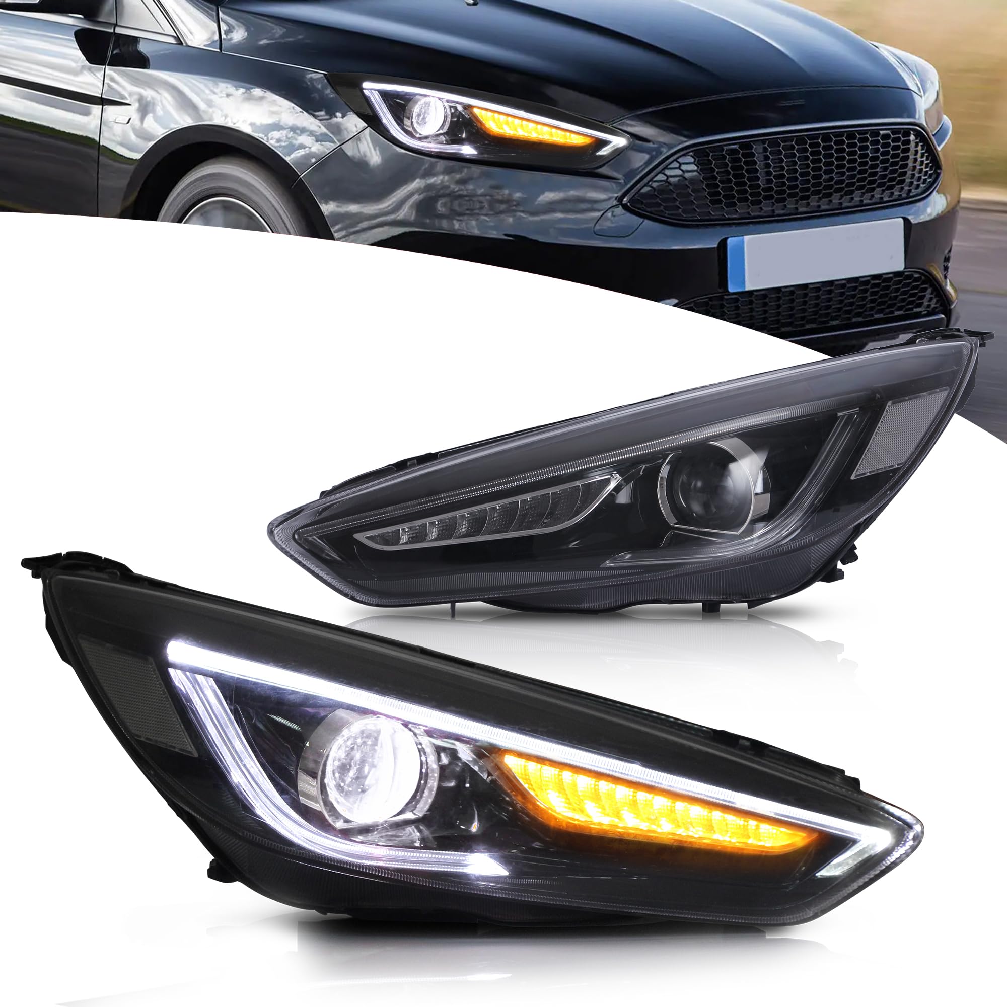 VLAND Headlights compatible with Focus MK3 Facelift/Focus MK3.5
