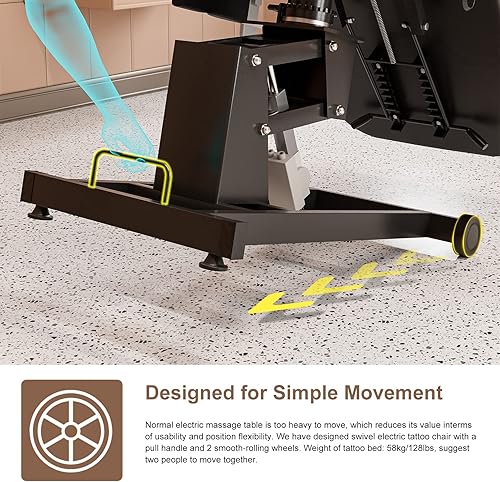 Miniatura 5 de Paddie Silla de spa giratoria de 360 Silla de tatuaje eléctrica de altura ajustable para cliente, cama facial profesional para esteticista con