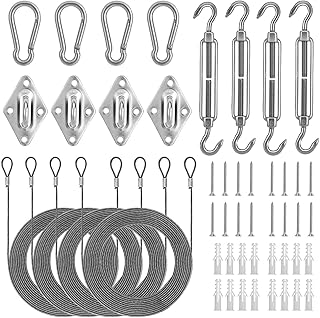 6'' Sun Shade Sail Hardware Kit with 304 Stainless Steel Wire Rope for Triangle Rectangle Sun Shade Sail Installation, Garden Outdoors Accessories , 48 Pcs (6 inch)