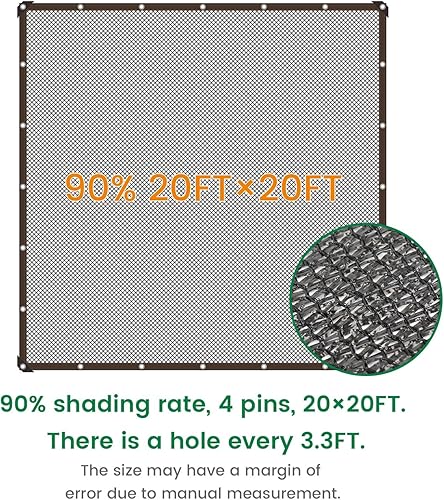 Miniatura 9 de 70 % de tela negra de 10 x 20 pies, protector solar para exteriores con ojales, malla duradera para sombreado, anticongelante para patio, jardín,