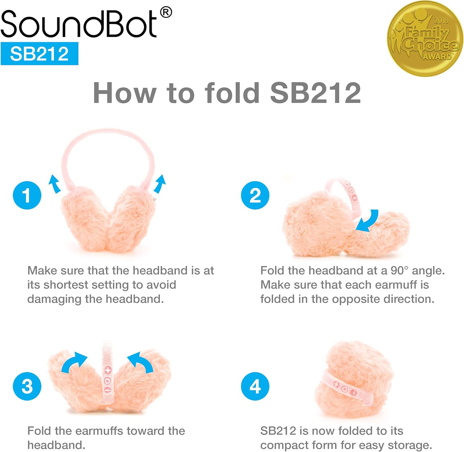 SoundBot SB212 Wireless Musical Earmuffs Pink