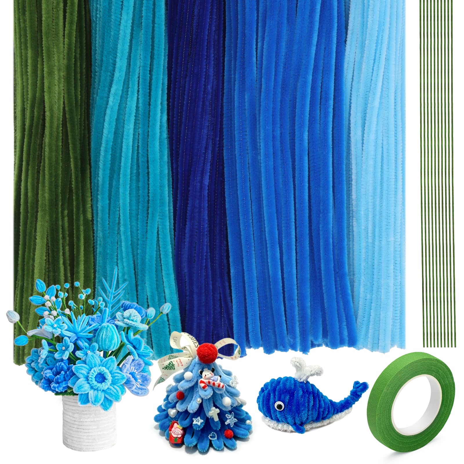 Pipe Cleaners for Craft, 300PCS Coloured Chenille Stems - Different Blue — image 1