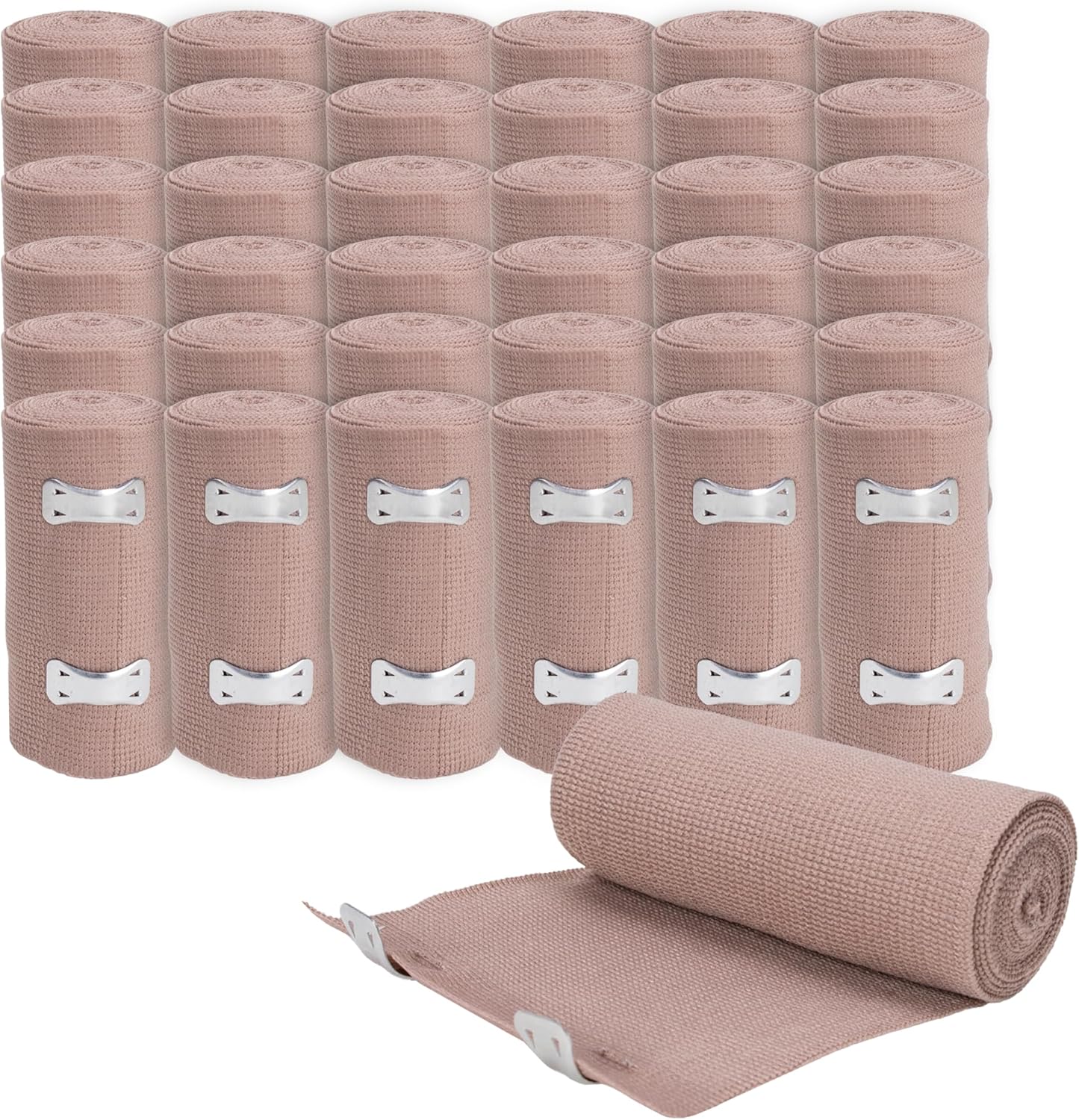 Elastic Bandage Wrap, 4 in x 15 ft Stretch, Reusable Body Compression Bandage Wrap for Wrists, Elbow, Knees, Ankles & Feet (50)