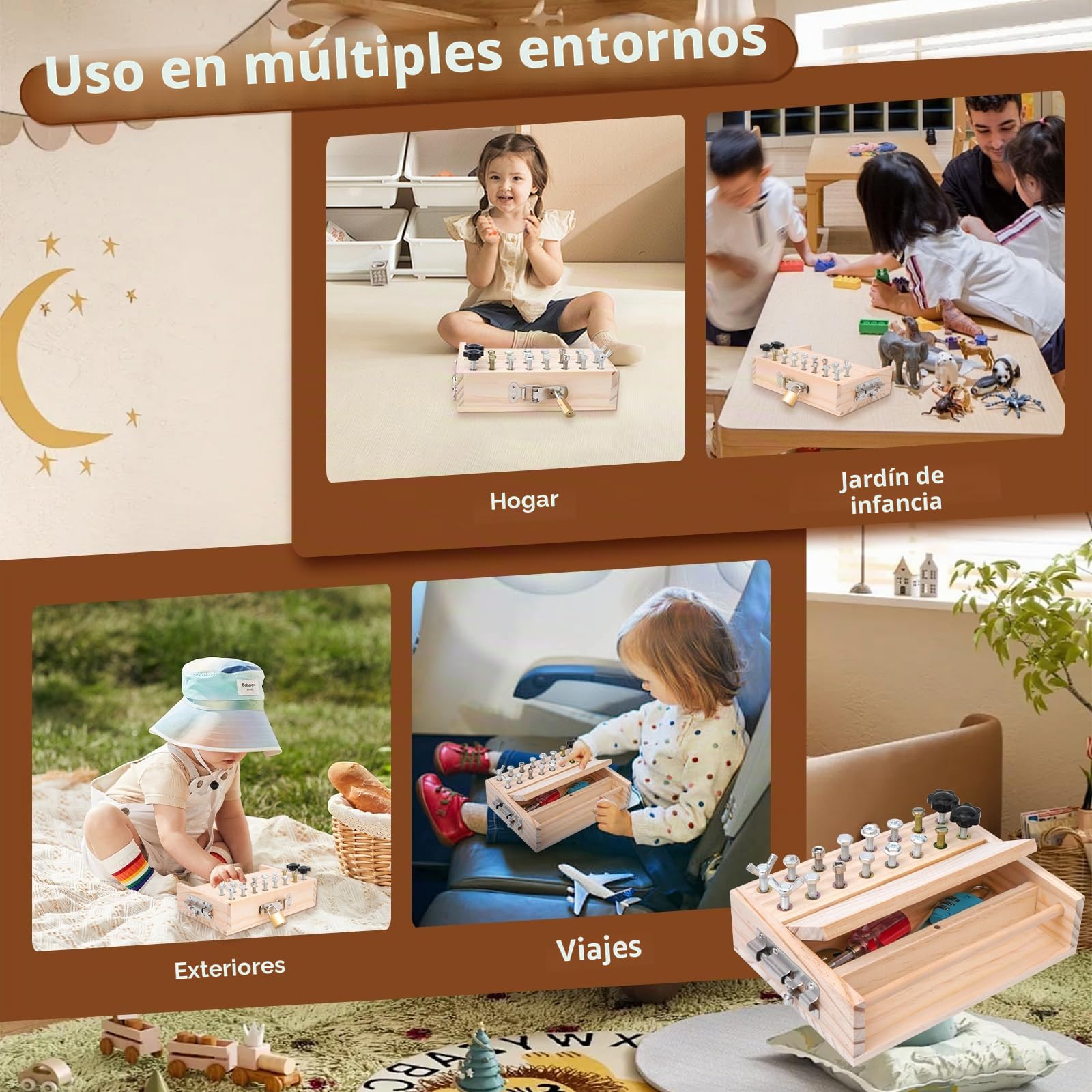 Juguetes Montessori Niños 3 Años, Juguetes Montessori Juego Educativo con Cerradura y Llave Tablero de Destornilladores Juegos Educativos Regalos Niña Niño 3 4 5 6 Años