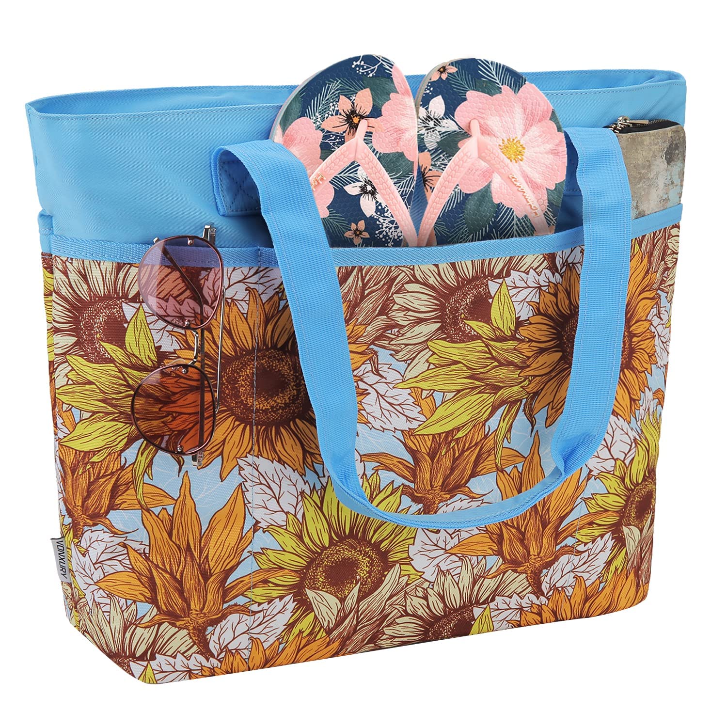 VX VONXURY Strandtasche Damen, Große Strandtasche xxl Familie mit Reißverschluss Badetasche Wasserdicht Tote Bag Shopper Sommer Pool Handtaschen Sanddichte für Strand Reisen Pool Fitnessstudio